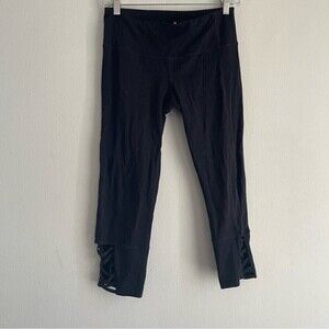 Athleta cropped black cross detailing yoga pant leggings